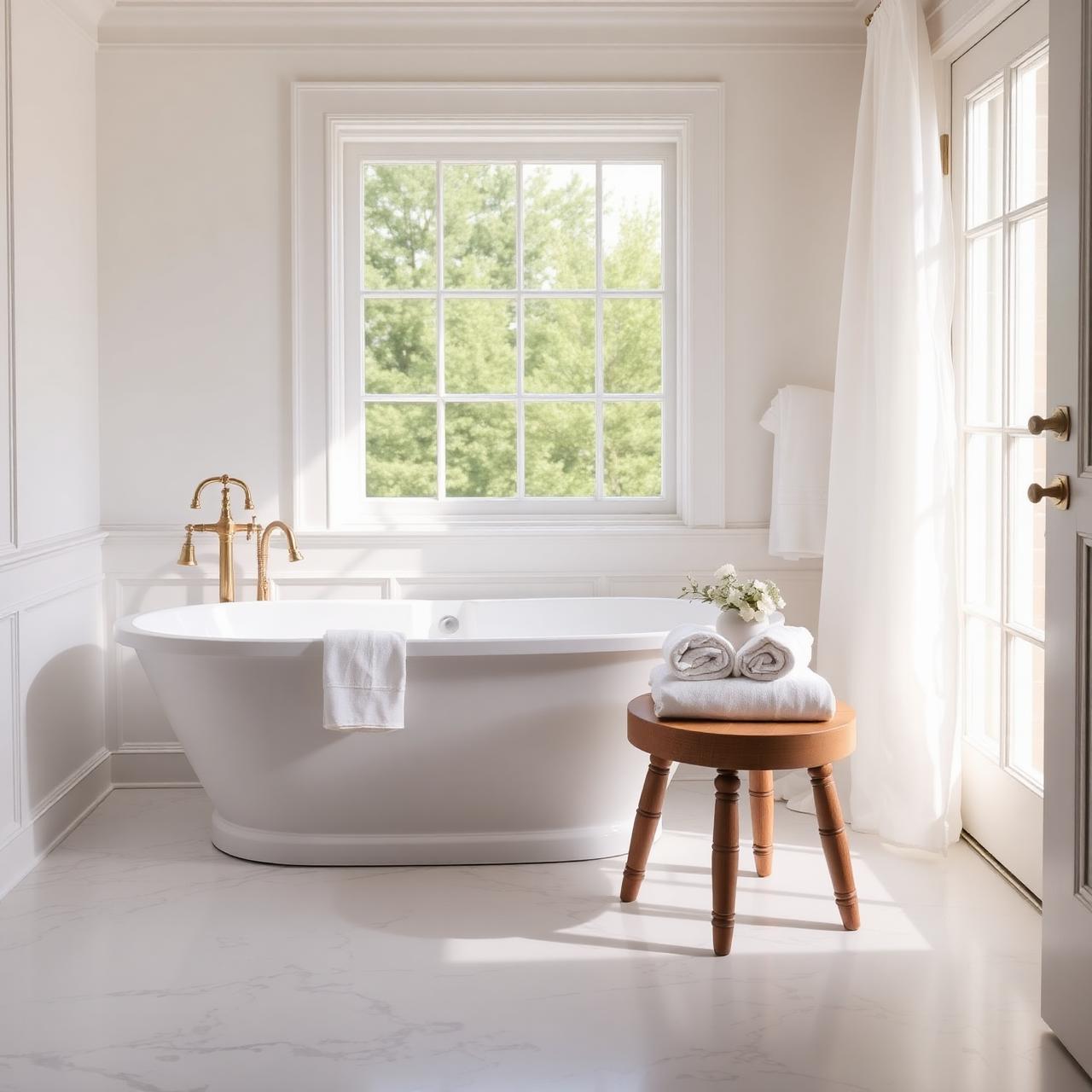 Spotless modern bathroom with marble floors